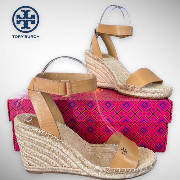 Tory Burch Bima 2 Espadrille Wedge 90mm Heel 8(M) Sandal Natural Vachetta $298 - Picture 12 of 14